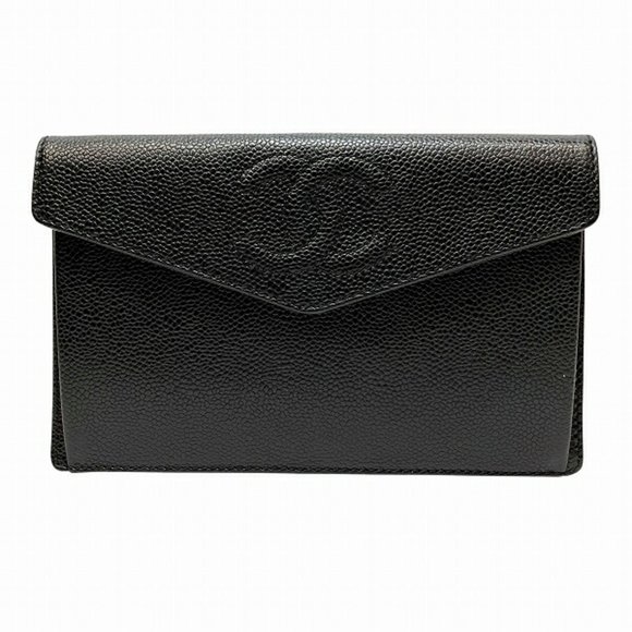 CHANEL Black Caviar Leather Logo Wallet - Picture 1 of 9